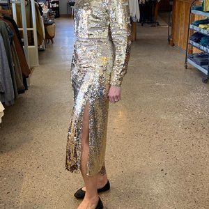 Gold Midi Sequin Skirt
